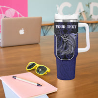 Personalised New Zealand Aotearoa Tumbler With Handle Blue Marlin Fishing Maori Pattern LT05 - Polynesian Pride