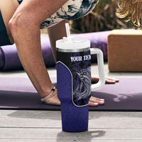Personalised New Zealand Aotearoa Tumbler With Handle Blue Marlin Fishing Maori Pattern LT05 - Polynesian Pride