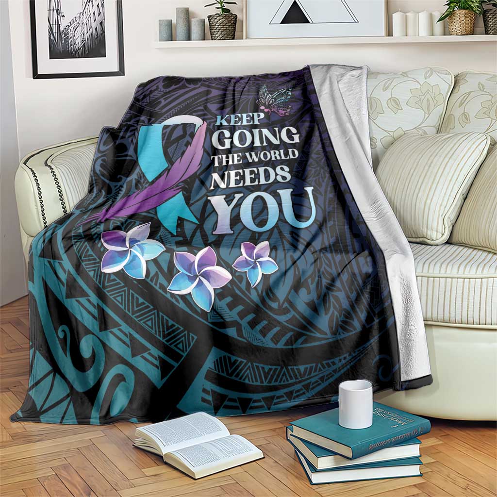 Polynesia Suicide Prevention Awareness Blanket Keep Going The World Needs You LT05 Purple - Polynesian Pride