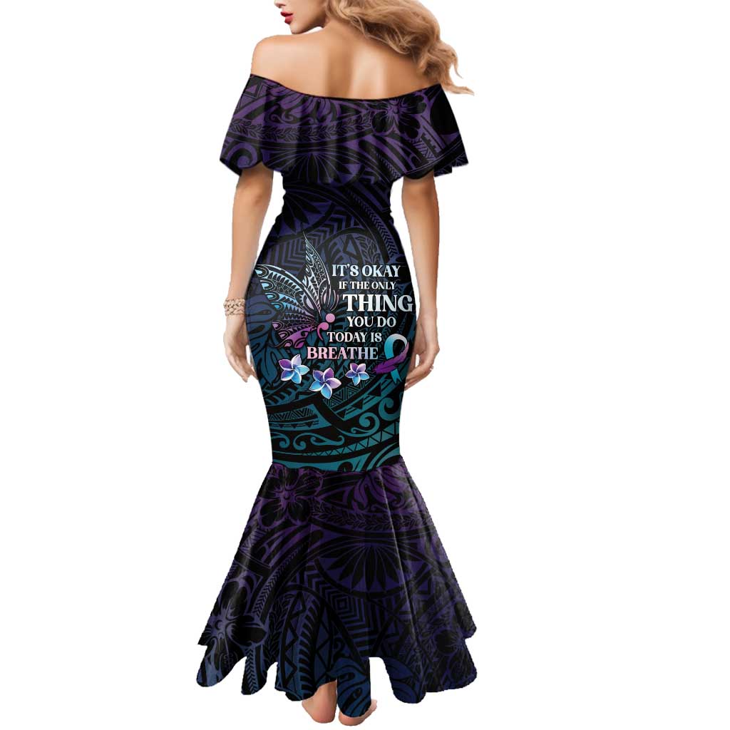 Polynesia Suicide Prevention Awareness Family Matching Mermaid Dress and Hawaiian Shirt Keep Going The World Needs You