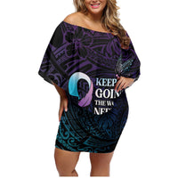 Polynesia Suicide Prevention Awareness Family Matching Off Shoulder Short Dress and Hawaiian Shirt Keep Going The World Needs You