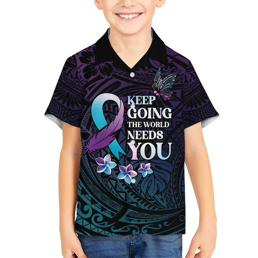 Polynesia Suicide Prevention Awareness Kid Hawaiian Shirt Keep Going The World Needs You LT05 Kid Purple - Polynesian Pride