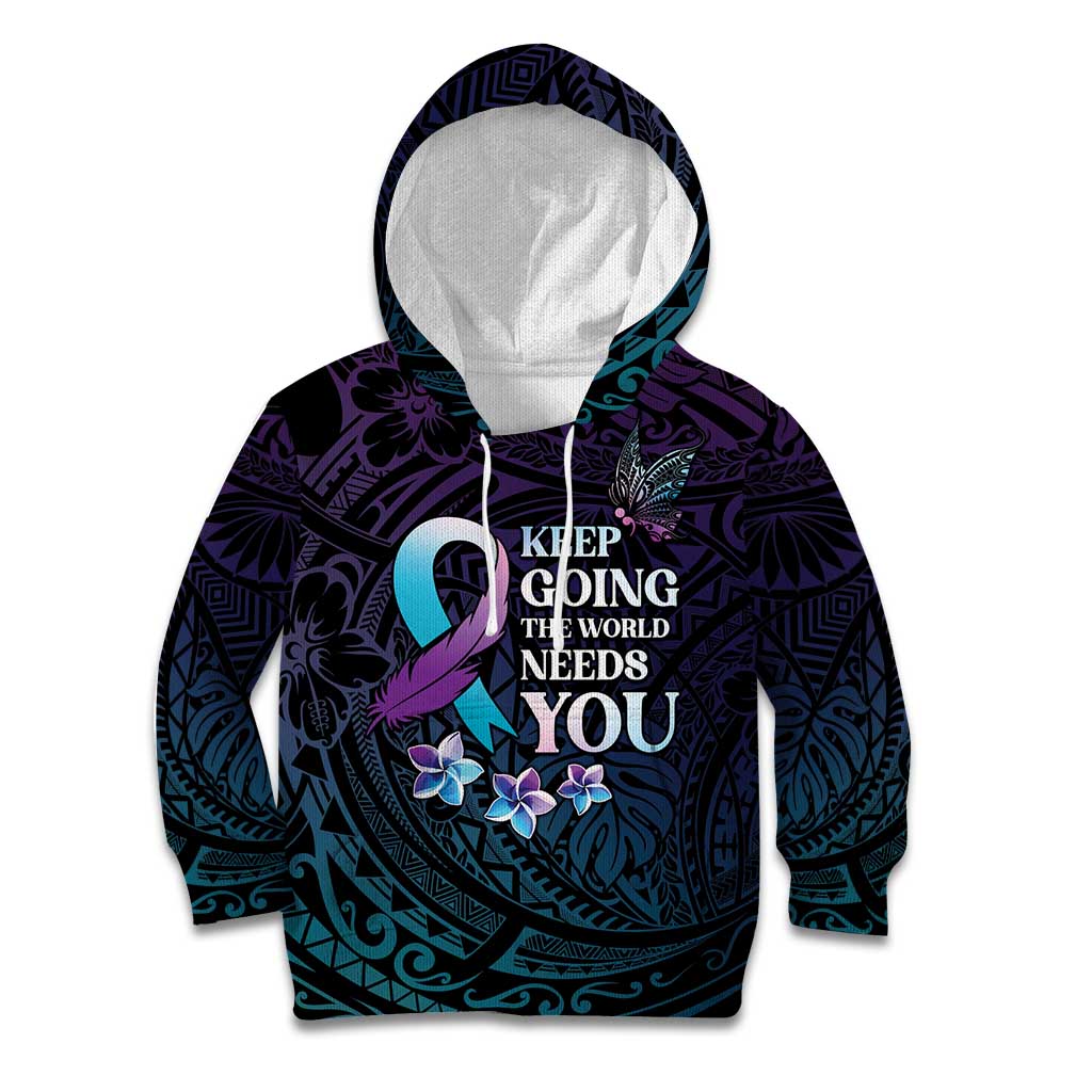 Polynesia Suicide Prevention Awareness Kid Hoodie Keep Going The World Needs You LT05 Hoodie Purple - Polynesian Pride