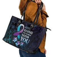 Polynesia Suicide Prevention Awareness Leather Tote Bag Keep Going The World Needs You