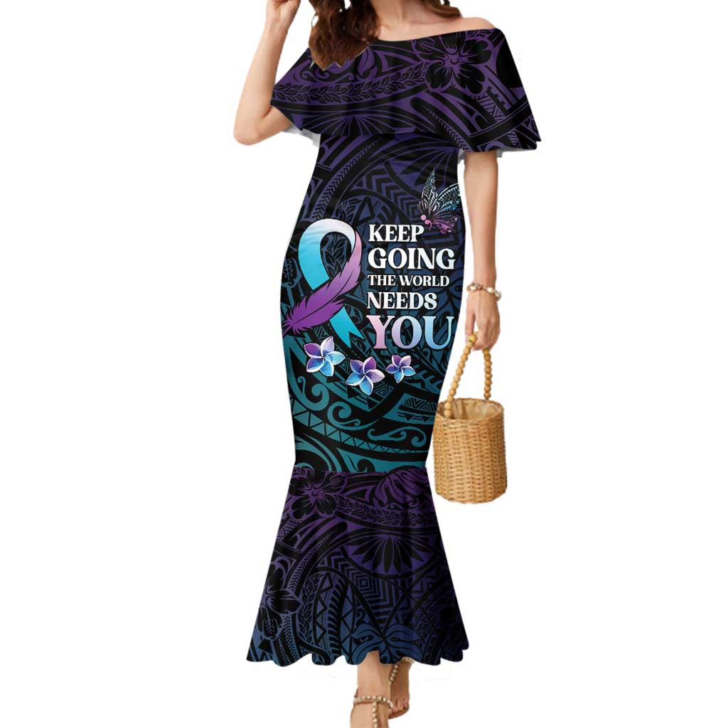 Polynesia Suicide Prevention Awareness Mermaid Dress Keep Going The World Needs You LT05 Women Purple - Polynesian Pride