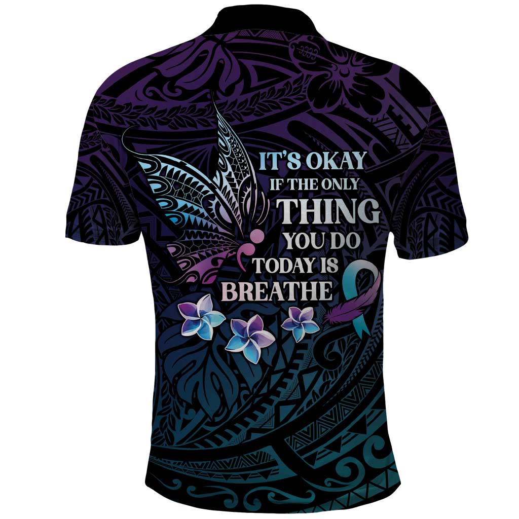 Polynesia Suicide Prevention Awareness Polo Shirt Keep Going The World Needs You