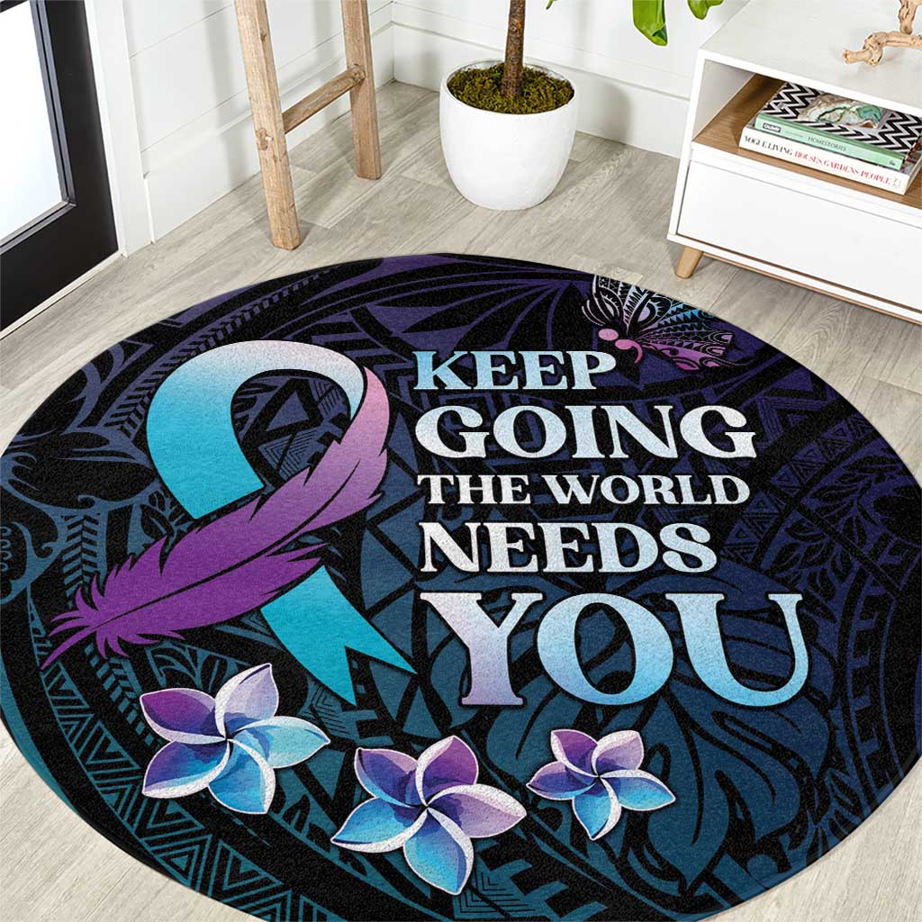 Polynesia Suicide Prevention Awareness Round Carpet Keep Going The World Needs You LT05 Purple - Polynesian Pride