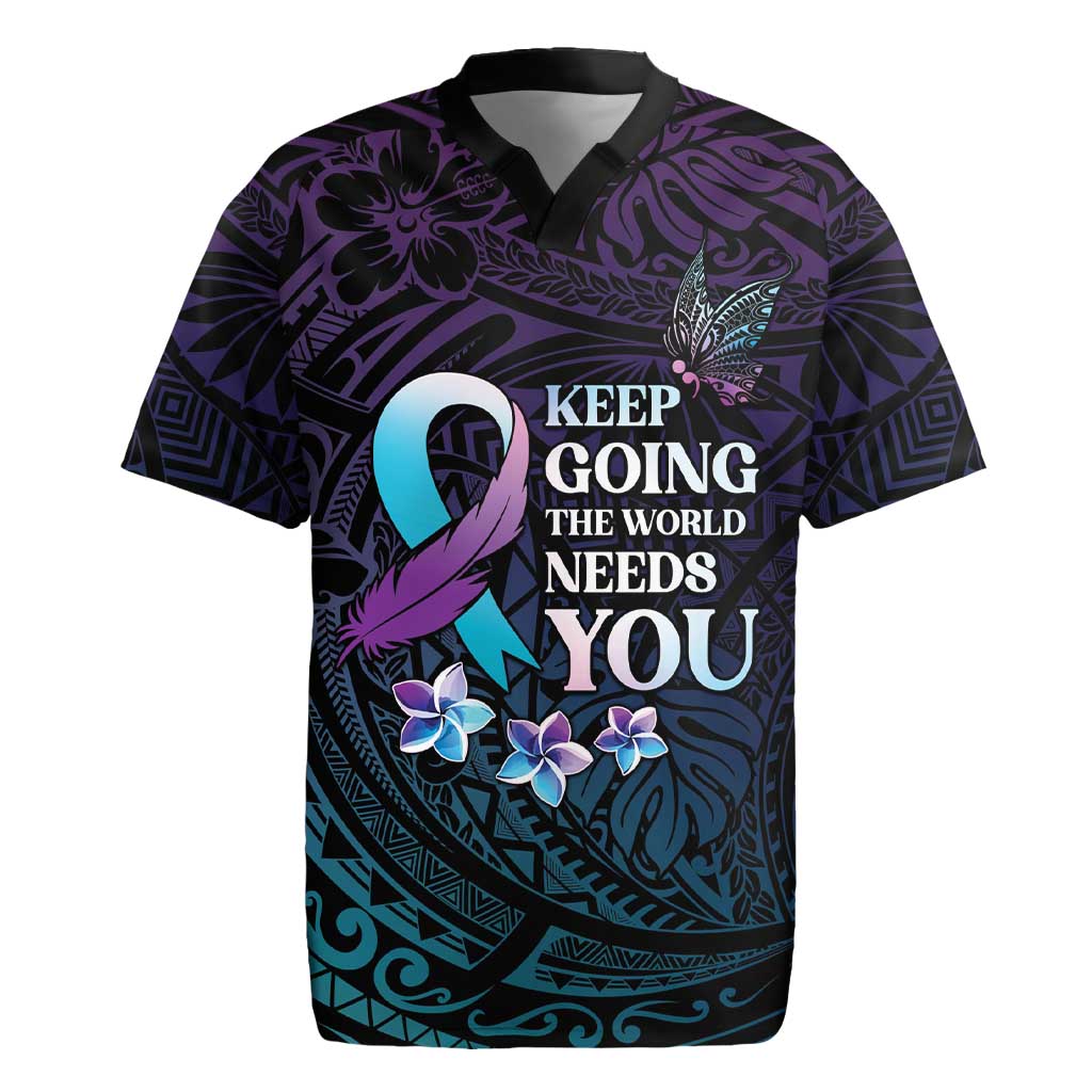 Polynesia Suicide Prevention Awareness Rugby Jersey Keep Going The World Needs You