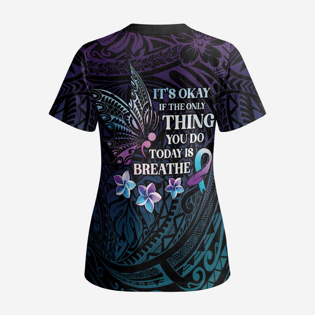 Polynesia Suicide Prevention Awareness Scrub Top Keep Going The World Needs You - Polynesian Pride