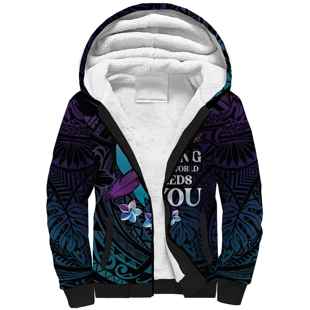 Polynesia Suicide Prevention Awareness Sherpa Hoodie Keep Going The World Needs You LT05 Unisex Purple - Polynesian Pride