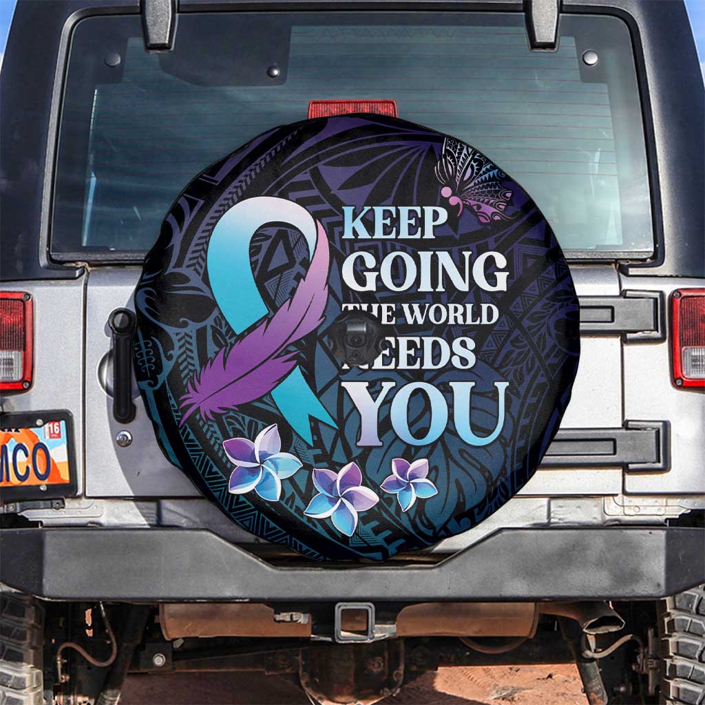 Polynesia Suicide Prevention Awareness Spare Tire Cover Keep Going The World Needs You LT05 Purple - Polynesian Pride