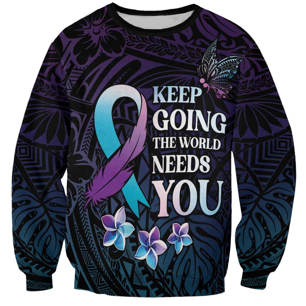 Polynesia Suicide Prevention Awareness Sweatshirt Keep Going The World Needs You LT05 Unisex Purple - Polynesian Pride