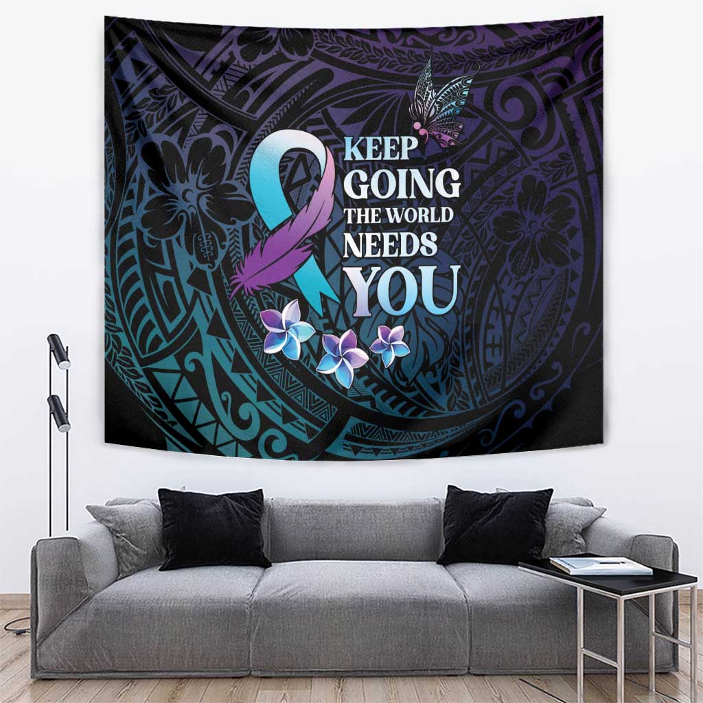 Polynesia Suicide Prevention Awareness Tapestry Keep Going The World Needs You LT05 Purple - Polynesian Pride