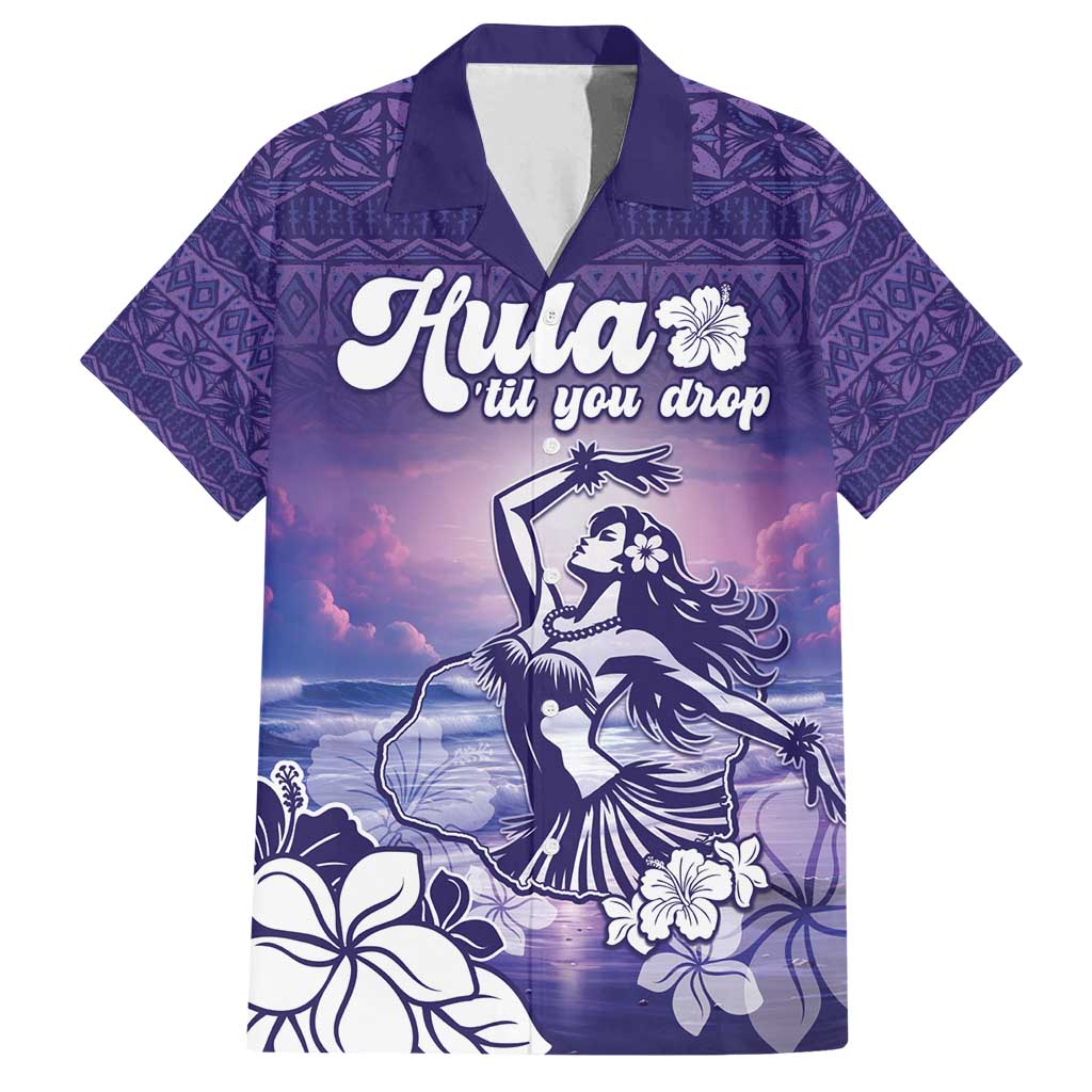 Aloha Hawaii Kauai Island Family Matching Long Sleeve Bodycon Dress and Hawaiian Shirt Hula Till You Drop