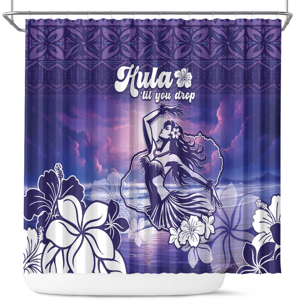 Aloha Hawaii Kauai Island Shower Curtain Hula Till You Drop LT05 Purple - Polynesian Pride