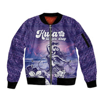 Aloha Hawaii Kauai Island Sleeve Zip Bomber Jacket Hula Till You Drop