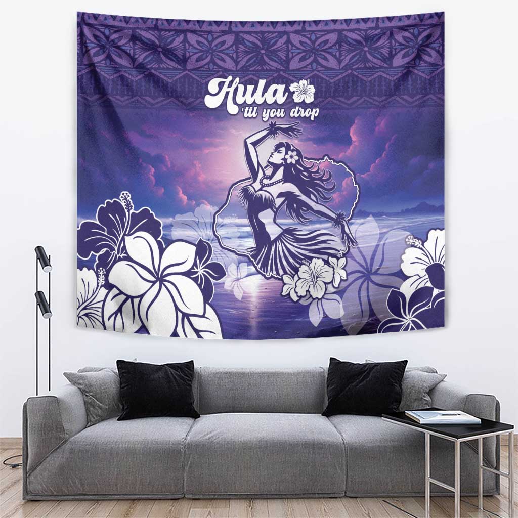 Aloha Hawaii Kauai Island Tapestry Hula Till You Drop LT05 Purple - Polynesian Pride