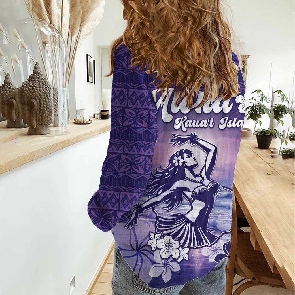 Aloha Hawaii Kauai Island Women Casual Shirt Hula Till You Drop