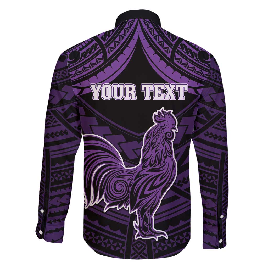 Personalised Hawaii Kauai Island Family Matching Long Sleeve Bodycon Dress and Hawaiian Shirt Rooster Tribal Tattoo Simple Style