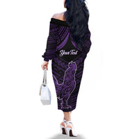 Personalised Hawaii Kauai Island Family Matching Off The Shoulder Long Sleeve Dress and Hawaiian Shirt Rooster Tribal Tattoo Simple Style LT05 - Polynesian Pride