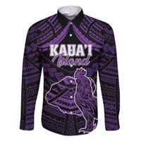 Personalised Hawaii Kauai Island Family Matching Tank Maxi Dress and Hawaiian Shirt Rooster Tribal Tattoo Simple Style LT05 Dad's Shirt - Long Sleeve Purple - Polynesian Pride