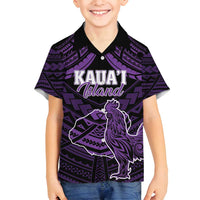 Personalised Hawaii Kauai Island Family Matching Tank Maxi Dress and Hawaiian Shirt Rooster Tribal Tattoo Simple Style LT05 Son's Shirt Purple - Polynesian Pride