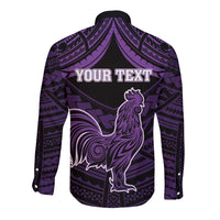 Personalised Hawaii Kauai Island Long Sleeve Button Shirt Rooster Tribal Tattoo Simple Style LT05 - Polynesian Pride
