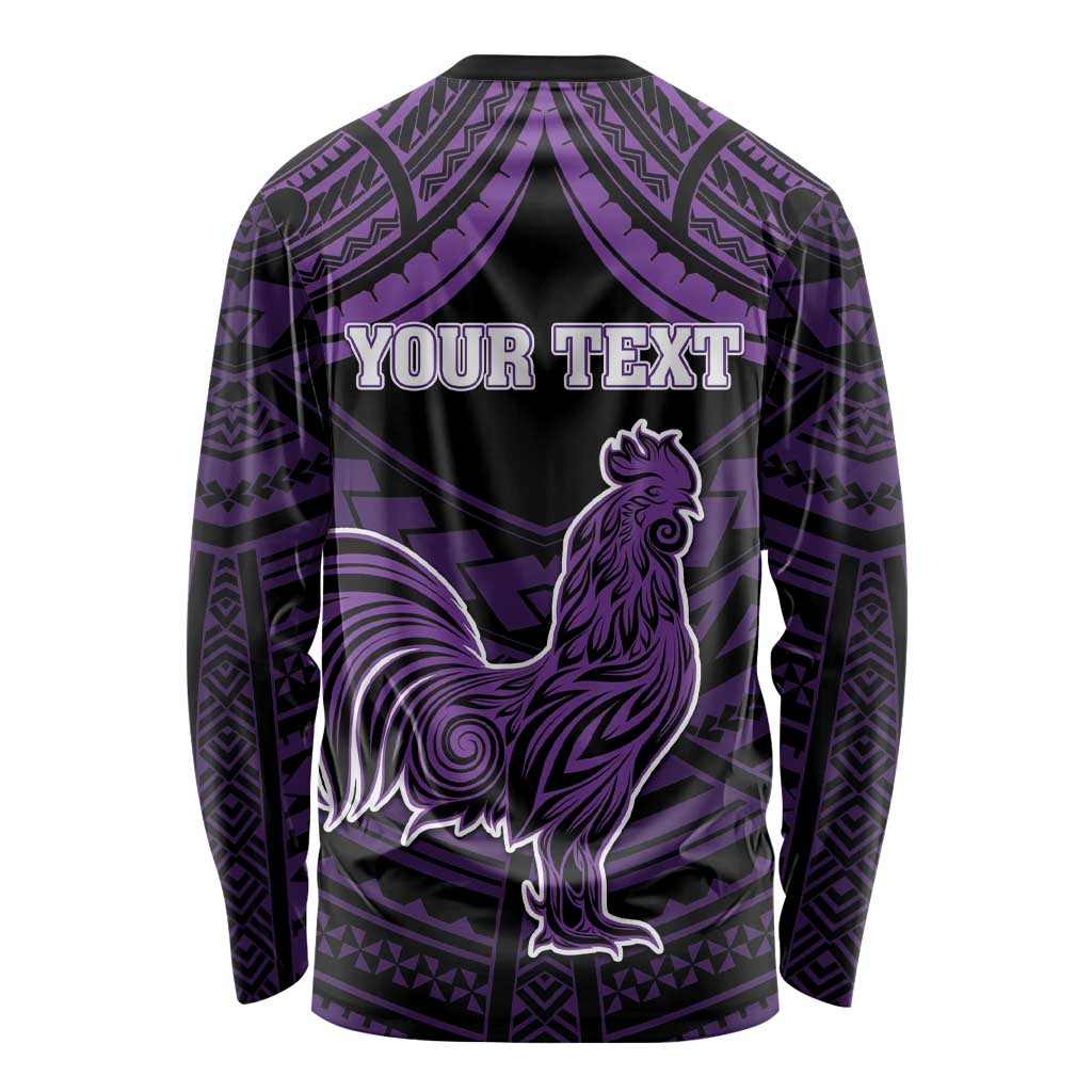 Personalised Hawaii Kauai Island Long Sleeve Shirt Rooster Tribal Tattoo Simple Style LT05 - Polynesian Pride
