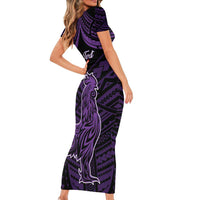 Personalised Hawaii Kauai Island Short Sleeve Bodycon Dress Rooster Tribal Tattoo Simple Style LT05 - Polynesian Pride