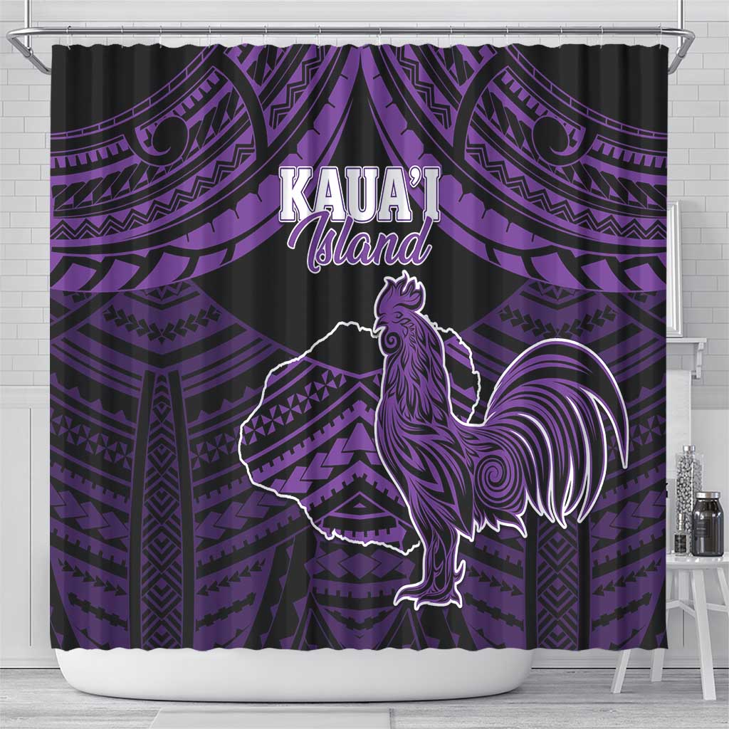 Hawaii Kauai Island Shower Curtain Rooster Tribal Tattoo Simple Style
