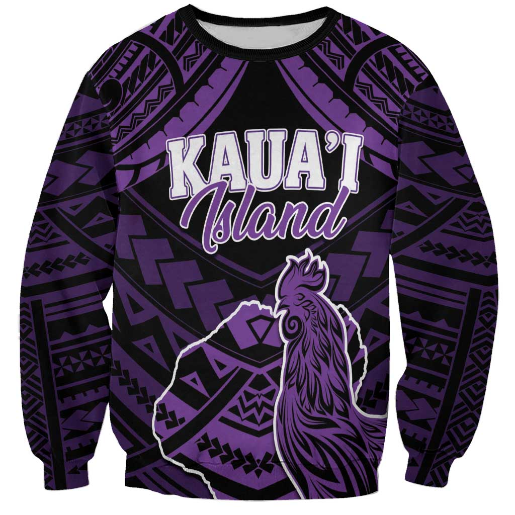 Personalised Hawaii Kauai Island Sweatshirt Rooster Tribal Tattoo Simple Style LT05 Unisex Purple - Polynesian Pride