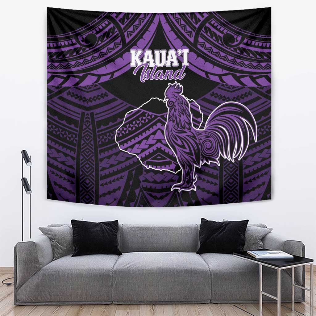 Hawaii Kauai Island Tapestry Rooster Tribal Tattoo Simple Style LT05 Purple - Polynesian Pride