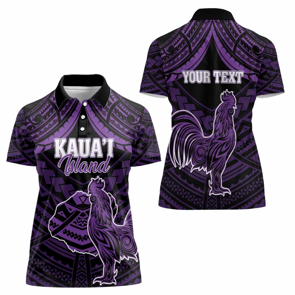 Personalised Hawaii Kauai Island Women Polo Shirt Rooster Tribal Tattoo Simple Style