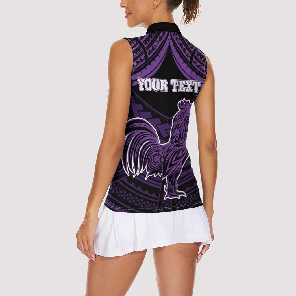 Personalised Hawaii Kauai Island Women Sleeveless Polo Shirt Rooster Tribal Tattoo Simple Style