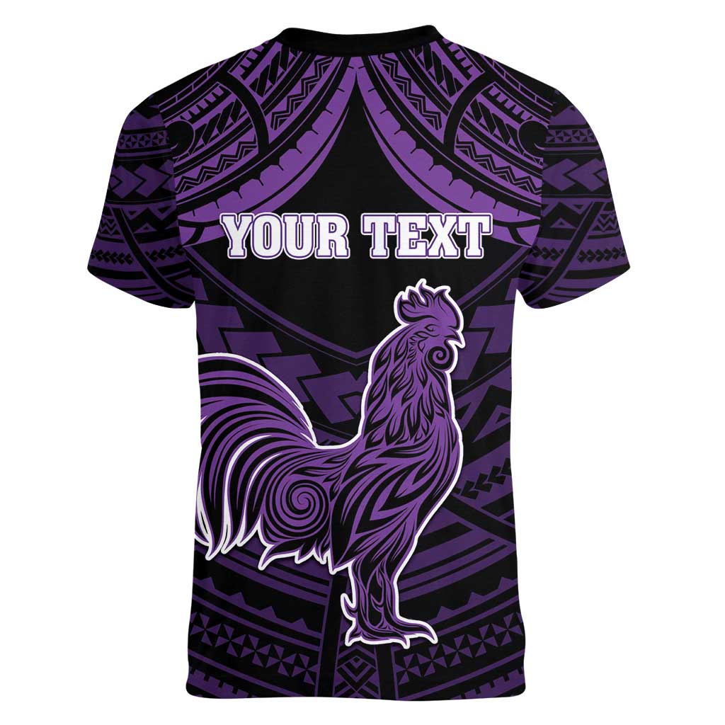 Personalised Hawaii Kauai Island Women V-Neck T-Shirt Rooster Tribal Tattoo Simple Style