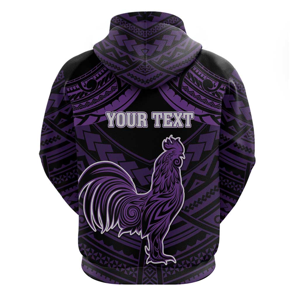 Personalised Hawaii Kauai Island Zip Hoodie Rooster Tribal Tattoo Simple Style