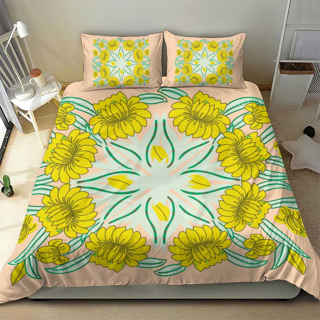 Cook Islands Tivaevae Quilt Bedding Set Peach - Polynesian Pride
