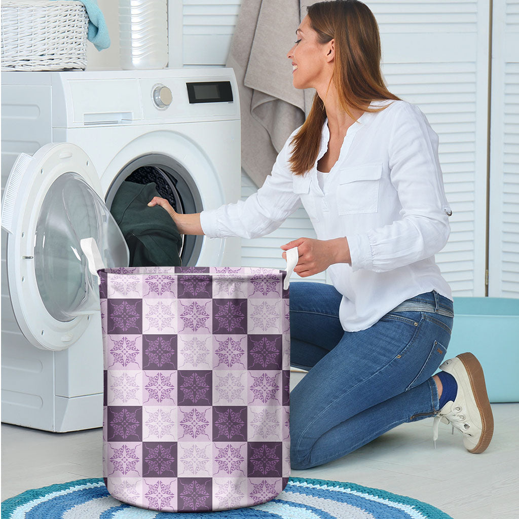 Lavender Manta Ray Hawaiian Quilt Motif Laundry Basket