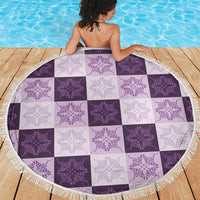 Lavender Manta Ray Hawaiian Quilt Motif Beach Blanket