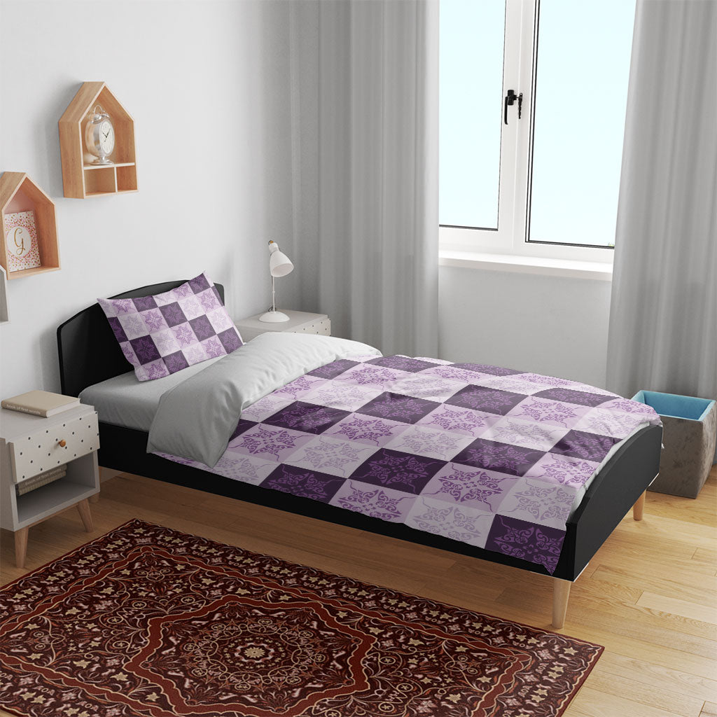 Lavender Manta Ray Hawaiian Quilt Motif Bedding Set
