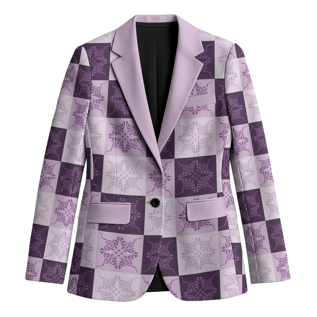 Lavender Manta Ray Hawaiian Quilt Motif Blazer