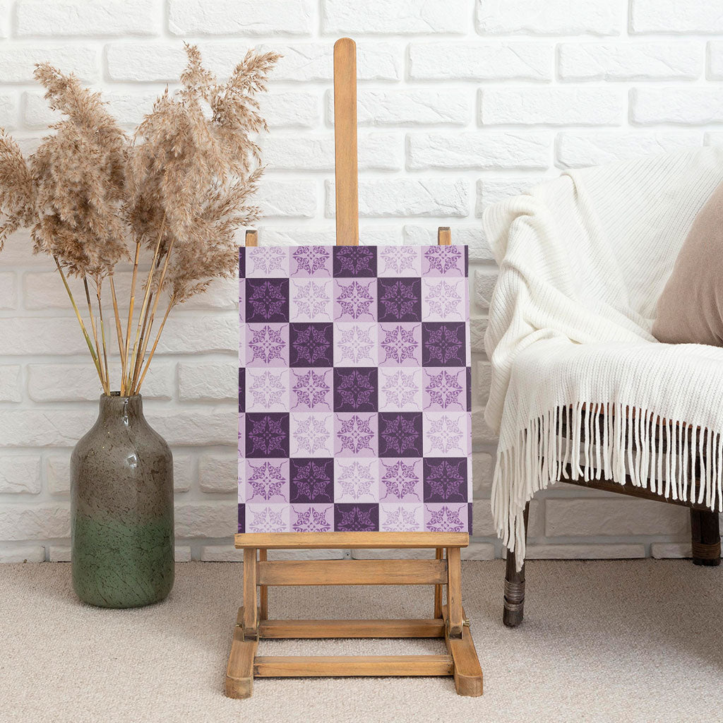 Lavender Manta Ray Hawaiian Quilt Motif Canvas Wall Art