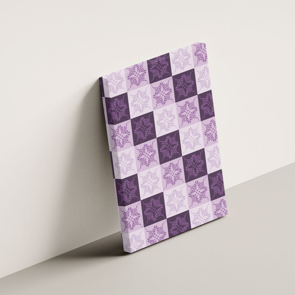 Lavender Manta Ray Hawaiian Quilt Motif Canvas Wall Art