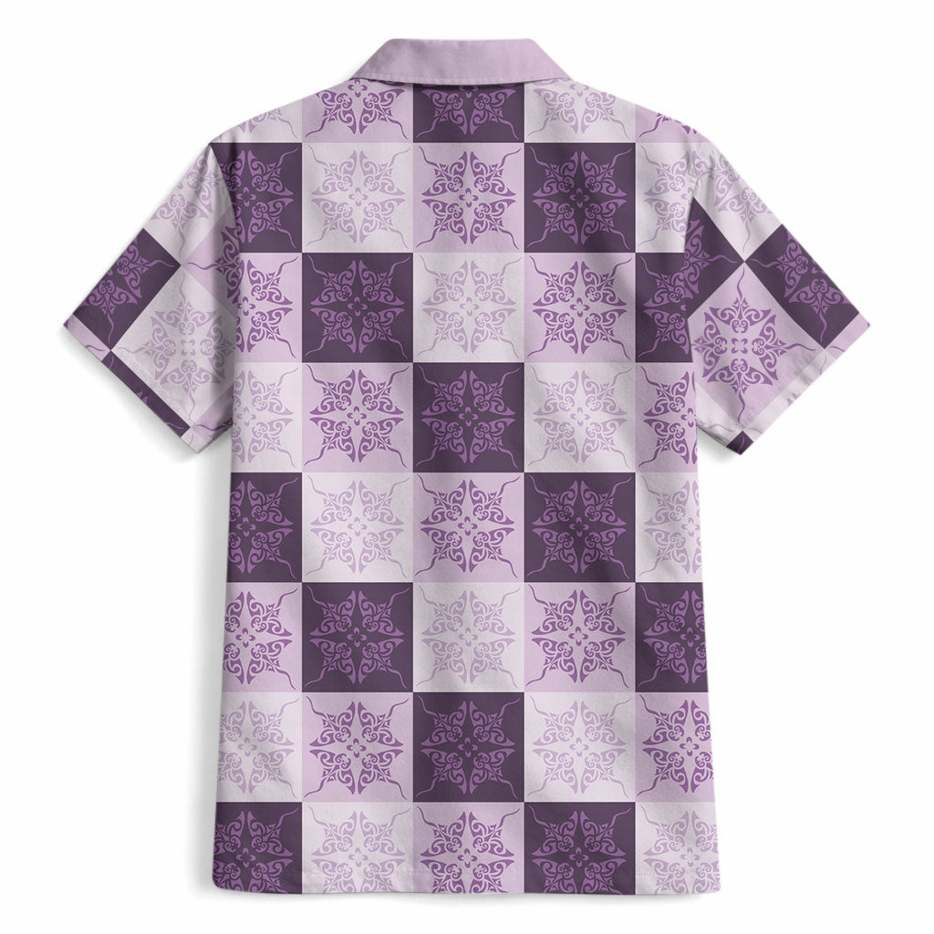 Lavender Manta Ray Hawaiian Quilt Motif Hawaiian Shirt