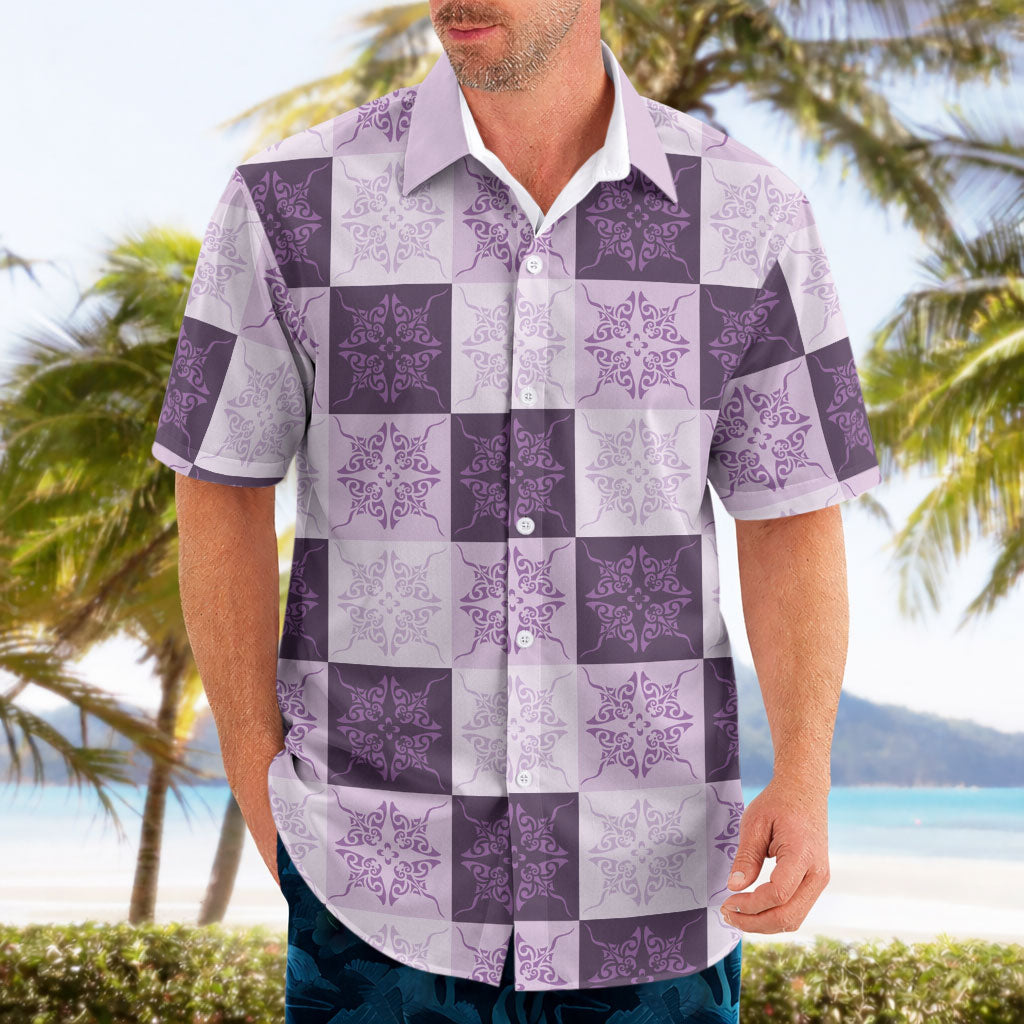 Lavender Manta Ray Hawaiian Quilt Motif Hawaiian Shirt