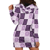 Lavender Manta Ray Hawaiian Quilt Motif Hoodie Dress