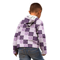 Lavender Manta Ray Hawaiian Quilt Motif Kid Hoodie