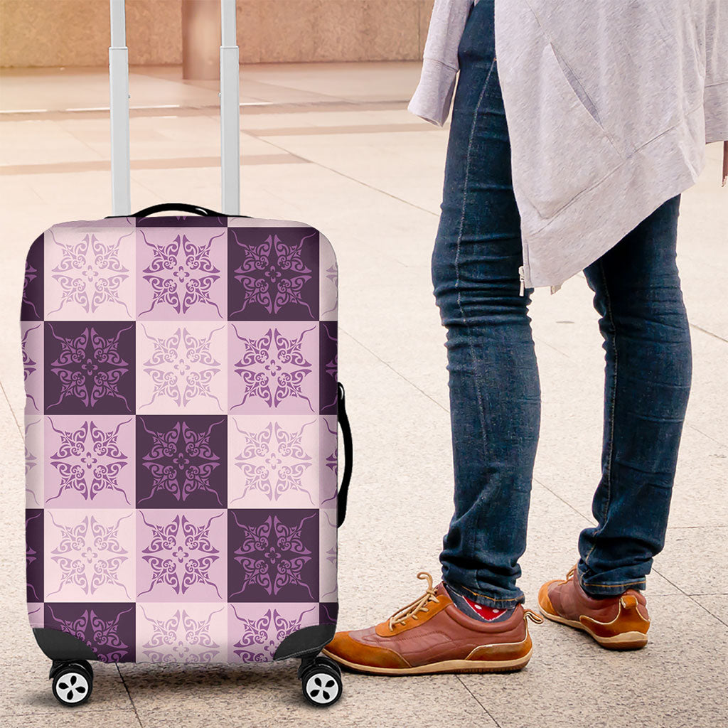 Lavender Manta Ray Hawaiian Quilt Motif Luggage Cover
