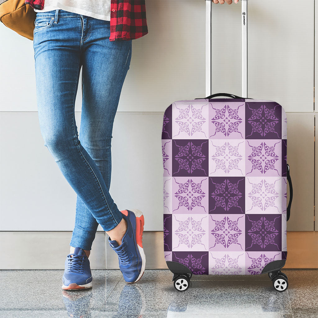 Lavender Manta Ray Hawaiian Quilt Motif Luggage Cover
