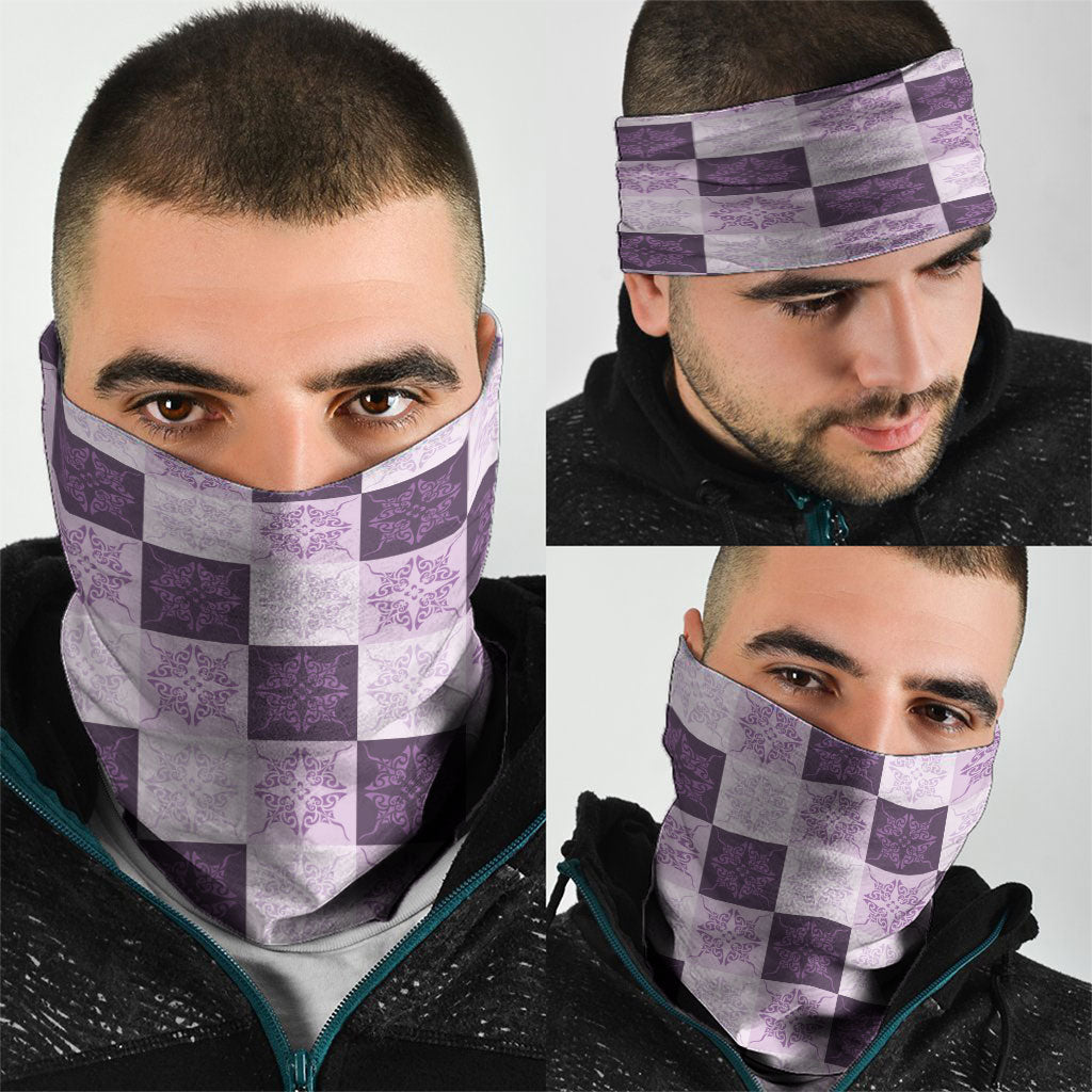 Lavender Manta Ray Hawaiian Quilt Motif Neck Gaiter